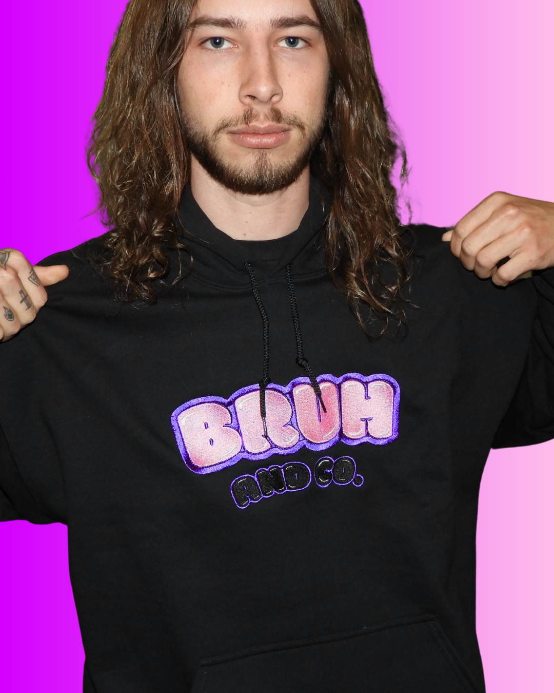 bruh bubble hoodie black